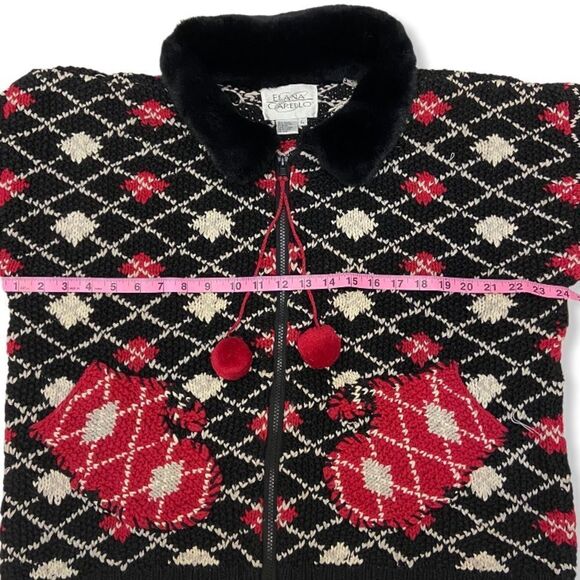 Eland Carello Argyle Style Print Ugly Christmas Sweater Zip Front Cardigan - Picture 10 of 12